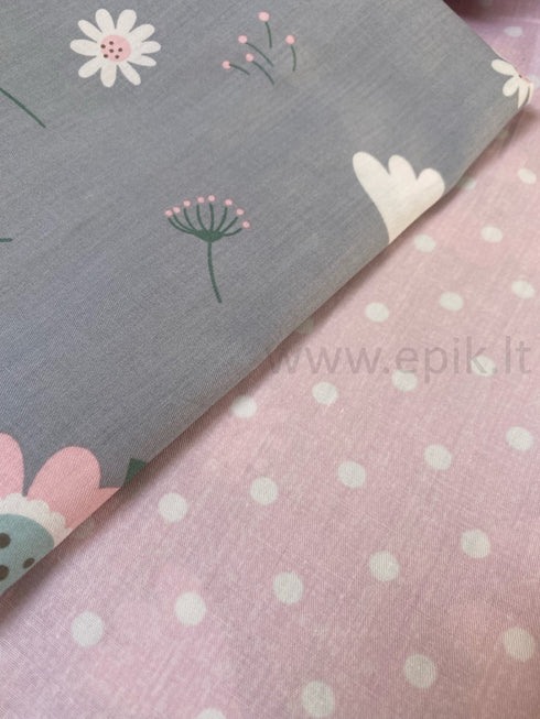 Satino medvilnės patalynės komplektas "Pink Chamomile"